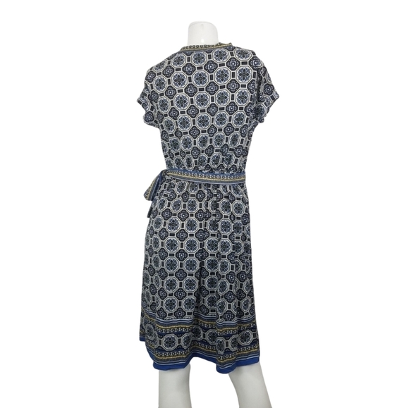 Max Studio Dress Womens Small Blue Printed Faux Wrap Jersey - Picture 3 of 6